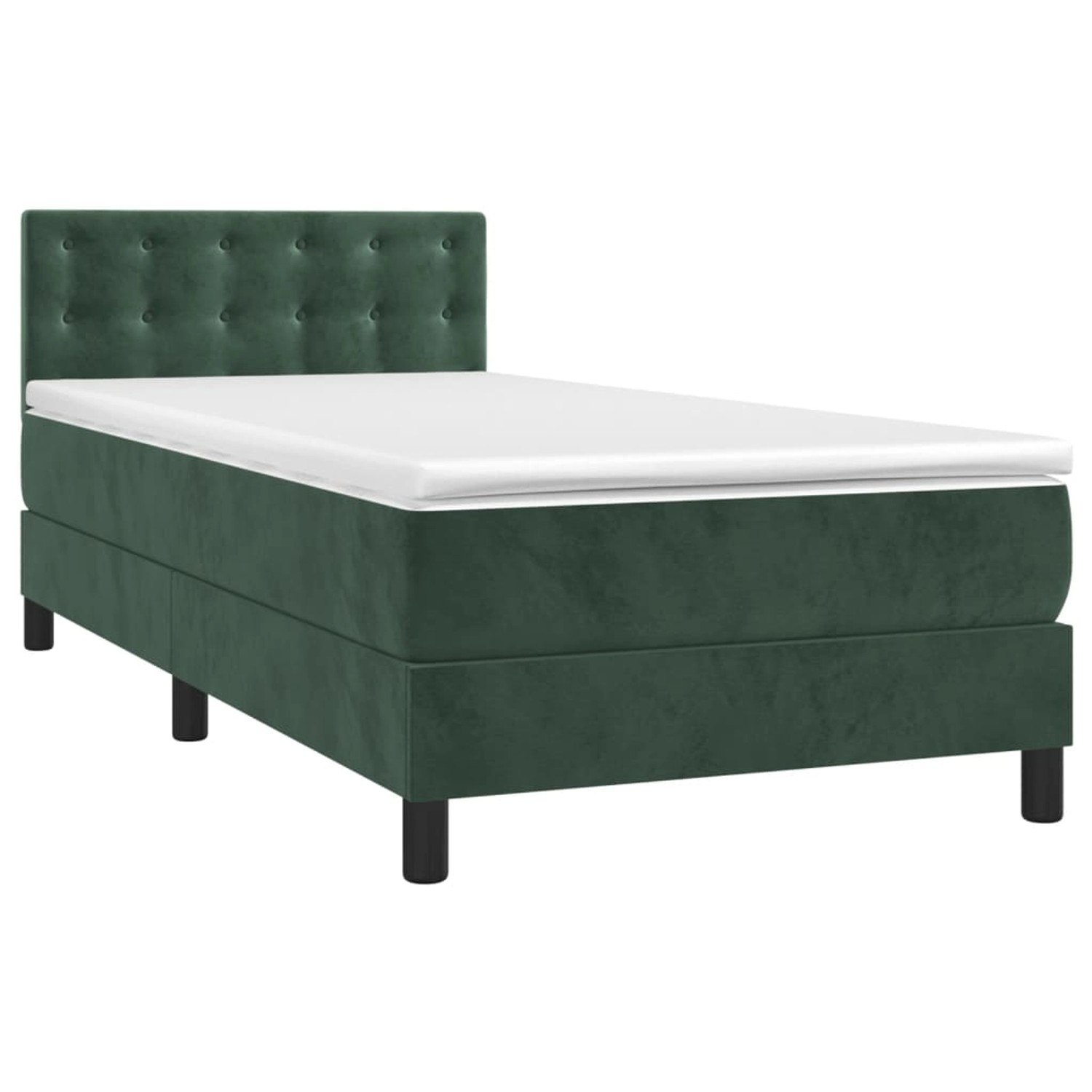 vidaXL Boxspringbett mit Matratze & LED Dunkelgrün 80x200 cm Samt 3134612 günstig online kaufen