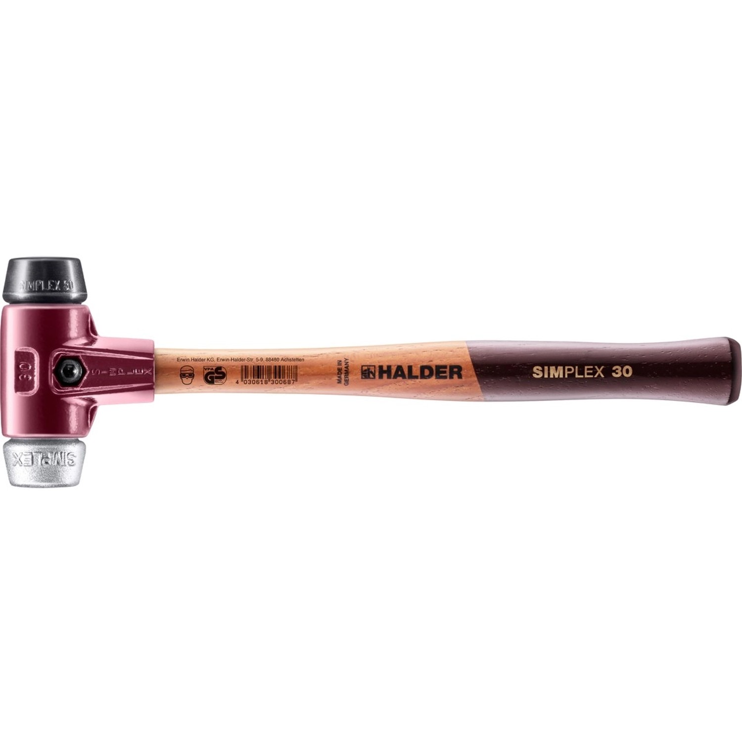 Halder Simplex Schonhammer Ø 30 mm Gummi   Weichmetall mit Tempergussgehäus günstig online kaufen
