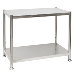 shelfr Schwerlastregal aus Edelstahl mit 2 Ebenen, ideal für Küche, Balkon oder Garten.