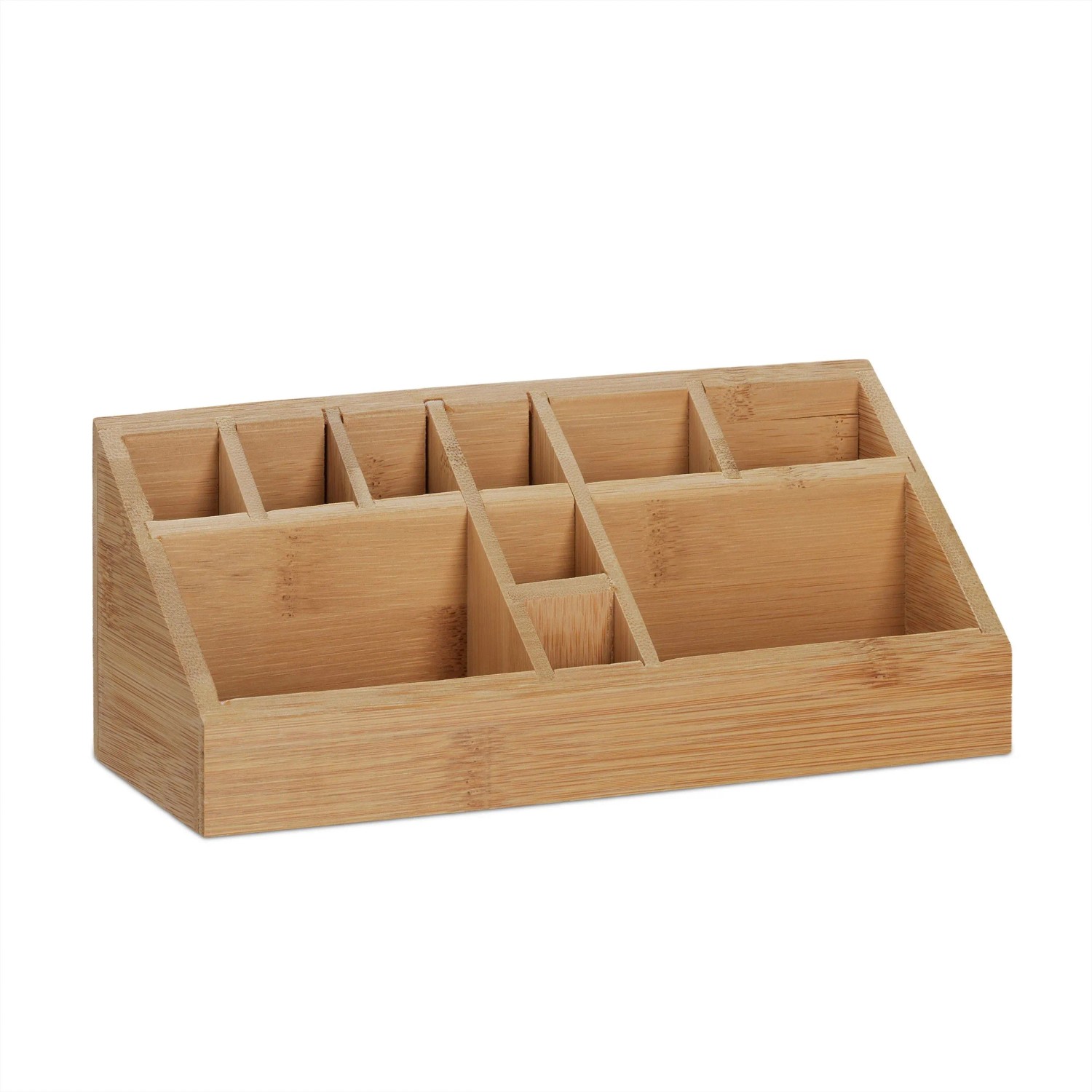 Relaxdays Stiftehalter Bambus Natur 10 Fächer 9,5 cm x 23 cm x 9 cm 0,28 kg