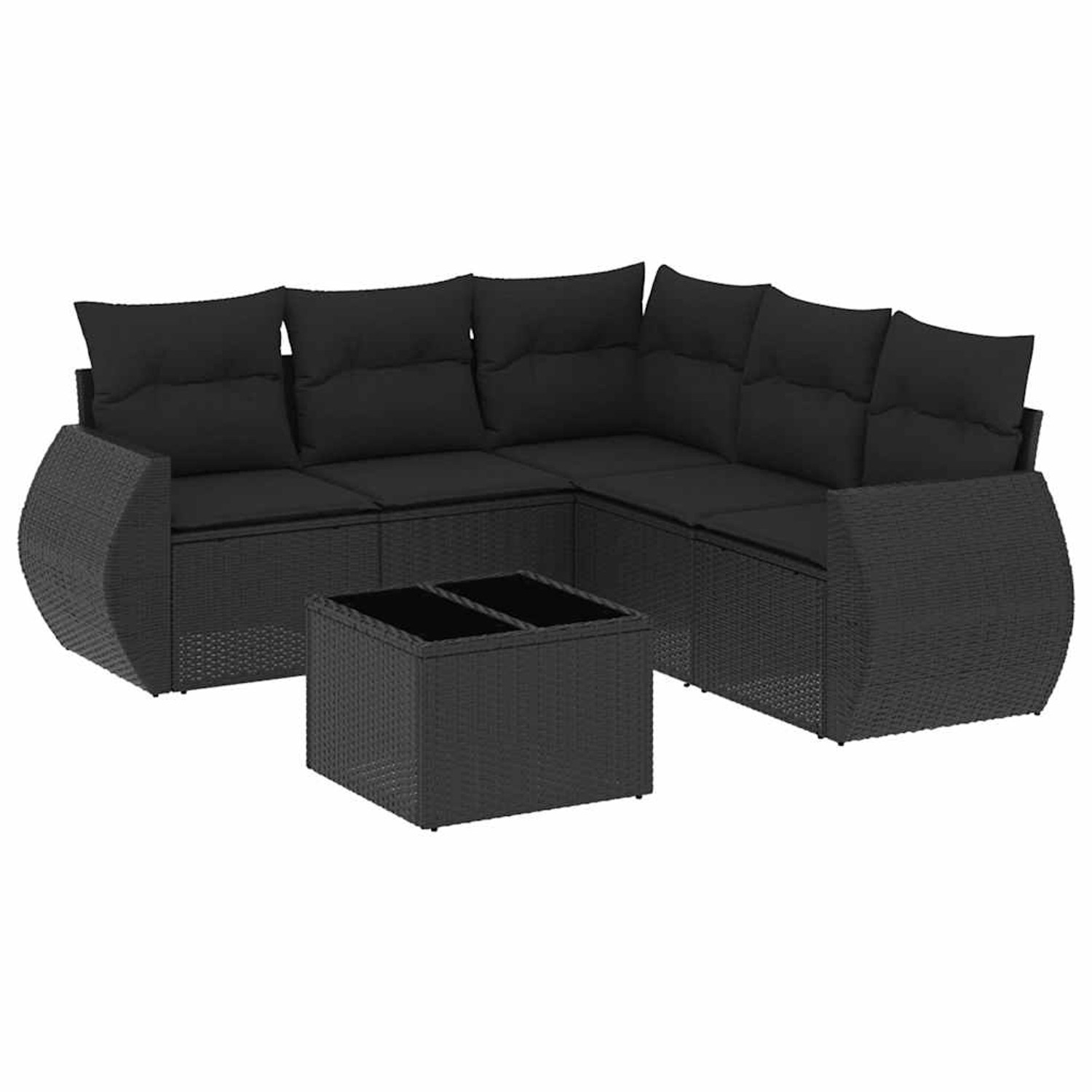 vidaXL 6-Tlg Garten-Sofagarnitur mit Kissen Schwarz Poly Rattan 3253692 günstig online kaufen