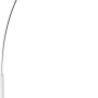 Weiße Globo Stehleuchte Anita im Bogenlampen-Design mit Chrom-Akzenten und E27 Fassung.