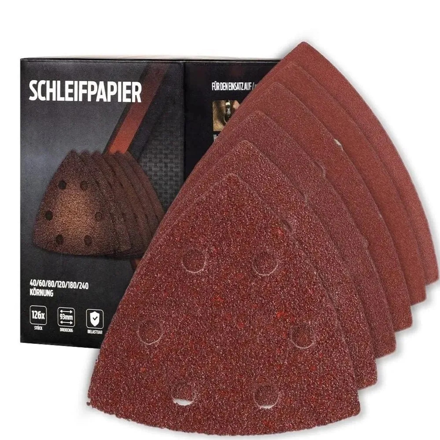 bestTools 126tlg Set Schleifpapier 93 mm Körnung 40-240 für Dreieckschleifer