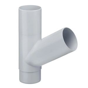 Inefa Abzweiger Fallrohr, 60 Grad, DN 125/100, grau, für Dachentwässerung.