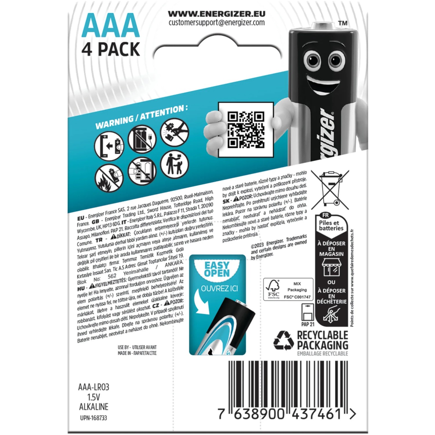Energizer Max Plus AAA Batterien, 4er-Pack. Alkaline-Batterien für Geräte mit hohem Energiebedarf.