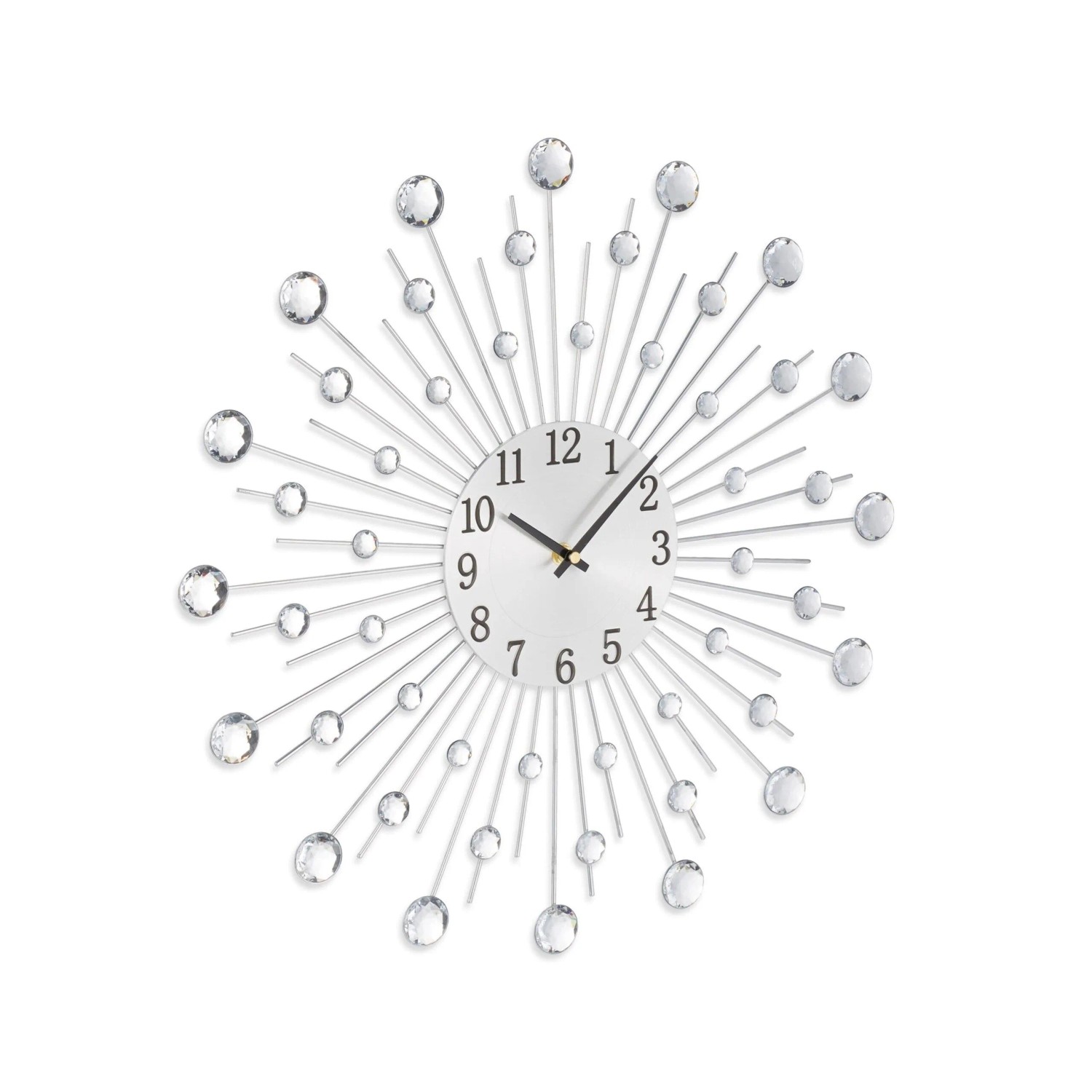 Relaxdays Wanduhr Diamant Eisen Acryl Silber Analog 50 cm x 4,5 cm 0,6 kg
