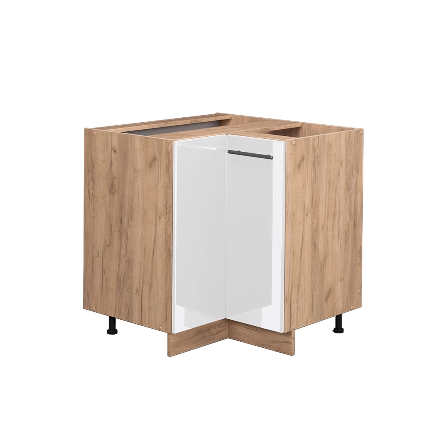 Vicco Eckunterschrank Fame-Line Weiß Hochglanz/Goldkraft Eiche 81 cm ohne Arbeitsplatte