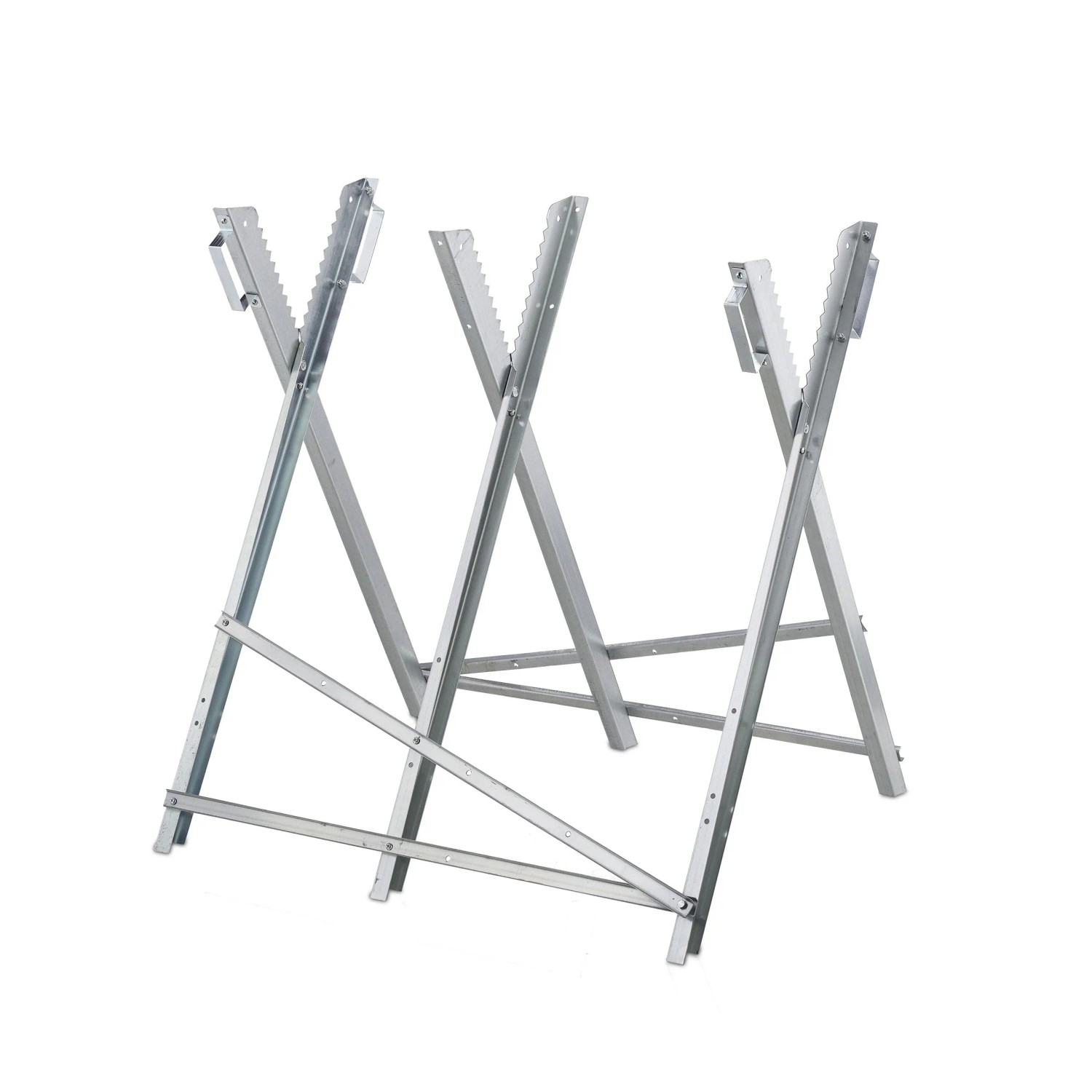 Relaxdays Sägebock Verzinkter Stahl Silber Klappbar 80 cm x 80 cm x 82 cm 6,5 kg