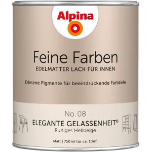 Alpina Feine Farben Lack No. 08 Elegante Gelassenheit, edelmatt, hellbeige, 750ml Dose.