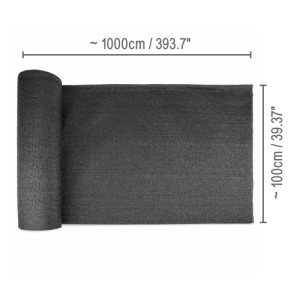 Anthrazitfarbenes Sol Royal Schattiergewebe SG80, 100x1000cm, ausgerollt. Sichtschutz und Sonnenschutz für Zaun, Balkon.