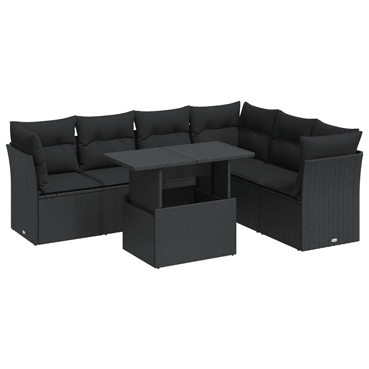 vidaXL 7-Tlg Garten-Sofagarnitur mit Kissen Schwarz Poly Rattan 3326166 günstig online kaufen