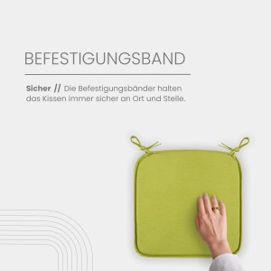 Bestlivings Stuhlkissen Canvas Grün, 38x38 cm, 4er-Pack. Sitzkissen mit Haltebändern.