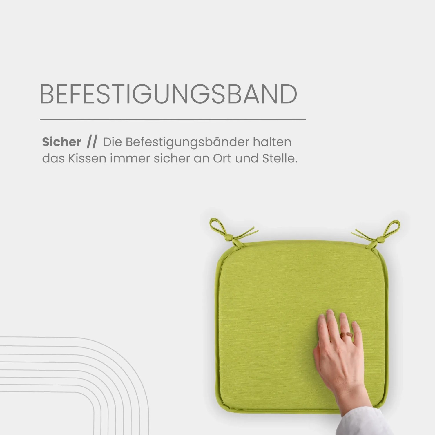 Bestlivings Stuhlkissen Canvas Grün, 38x38 cm, 4er-Pack. Sitzkissen mit Haltebändern.