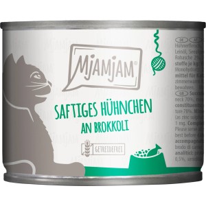MjAMjAM Katzen-Nassfutter Saftiges Hühnchen mit Brokkoli, 200g Dose.
