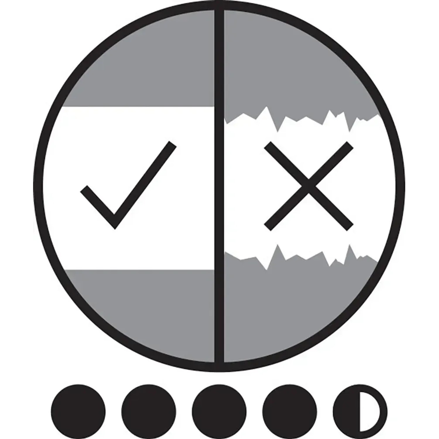 Symbol für scharfe Farbkanten der Tesa Abdeckfolie Easy Cover Perfect+ M.