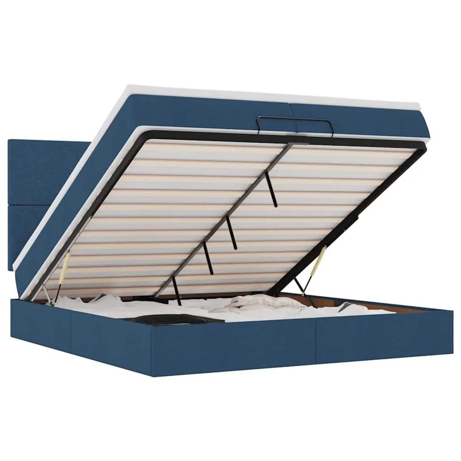 Thumbnail - vidaXL Ottoman-Bett mit Matratzen Blau 200x200 cm Stoff 3313105