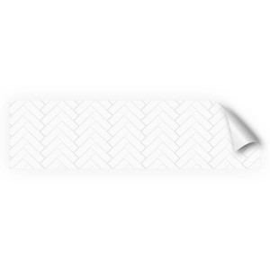Myspotti Küchenrückwandfolie in Weiß mit Fischgrätenmuster, selbstklebend.