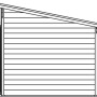 Abbildung eines Holz-Gartenhauses Skan Holz Knut mit Pultdach, Seitenansicht.