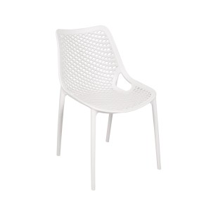 Weißer Garden Pleasure Stuhl Teana, 83 cm, 2er-Set. Gartenstuhl aus Kunststoff mit modernem Design.