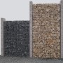 Gabiona Gabionenzaun, 100x52x17cm, Maschenweite 5x5cm, gefüllt mit dunklen und hellen Steinen.