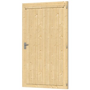 Skan Holz Einzeltür, 98x198 cm, unbehandeltes Fichtenholz mit Drückergarnitur für Carport.