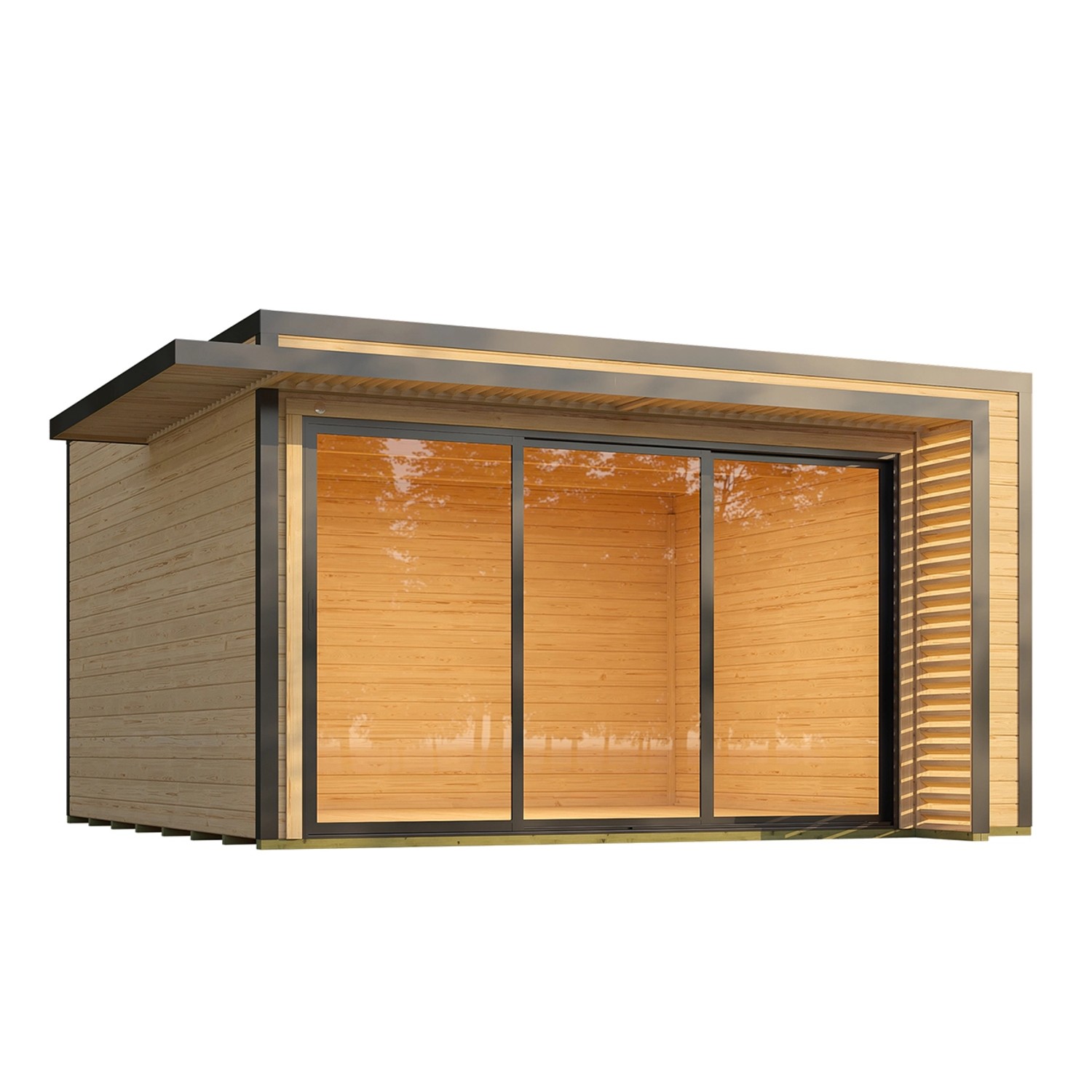 Weka Gartenhaus Amberley 3-Fach Schiebetür Naturbelassen 400 cm x 400 cm günstig online kaufen