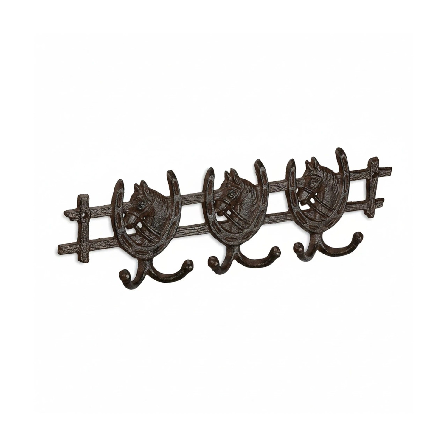 Relaxdays Garderobenleiste Gusseisen Braun 6 Haken 11 cm x 36,5 cm x 3,5 cm