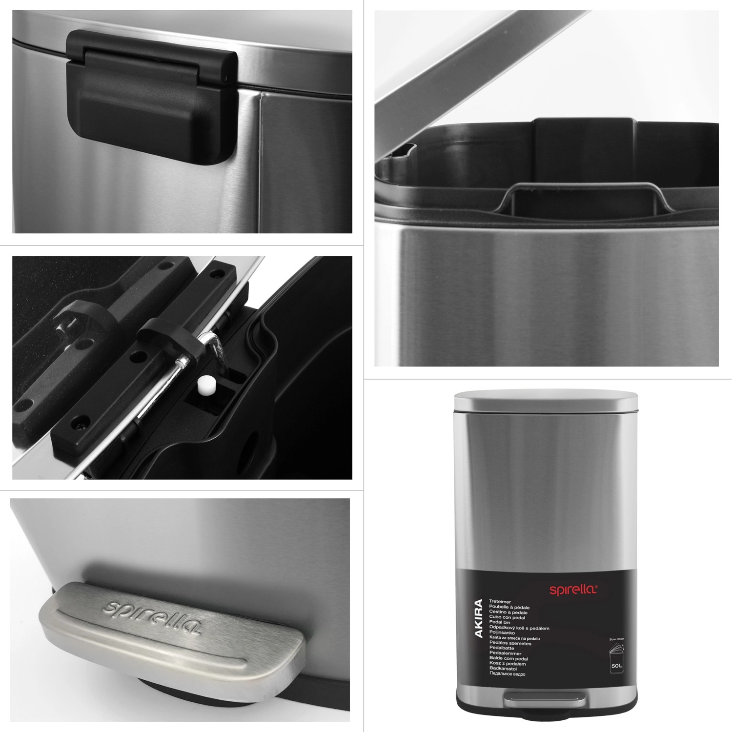 Spirella Akira Kosmetikeimer, 30L, Edelstahl mit Pedal und Inneneimer.