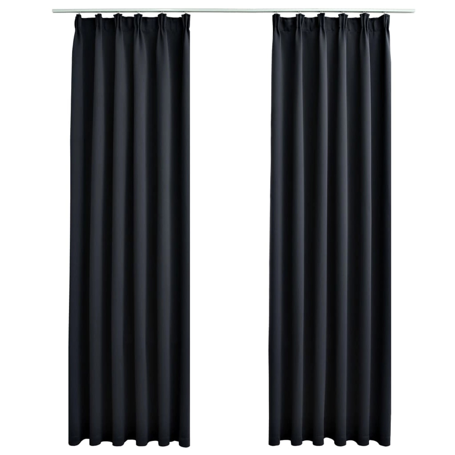 vidaXL Verdunkelungsvorhänge mit Haken 2 Stk Schwarz 140x225cm günstig online kaufen