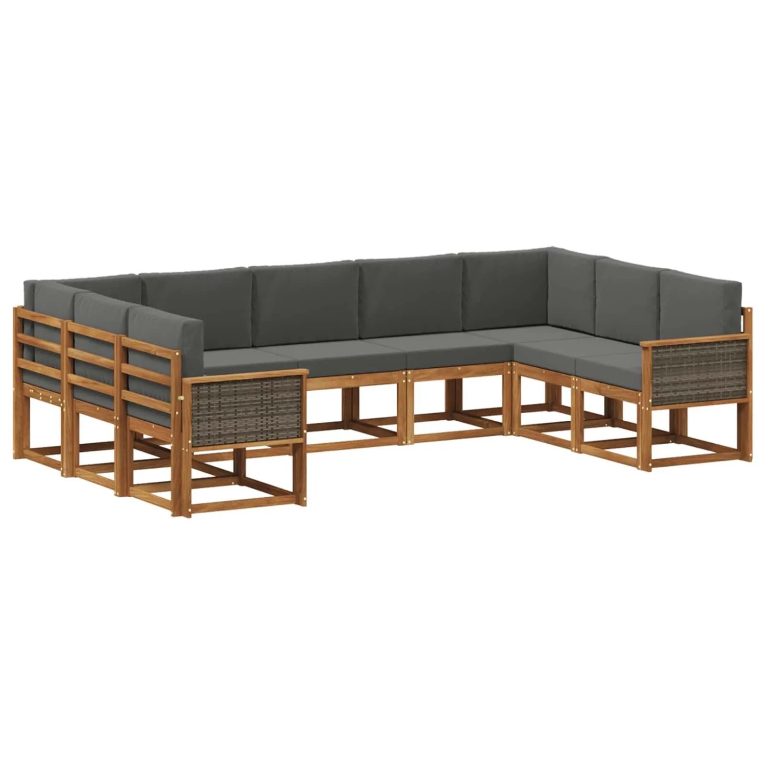 vidaXL Outdoor-Sofagarnitur mit Kissen 9 Stk Natur und Anthrazit 3385528