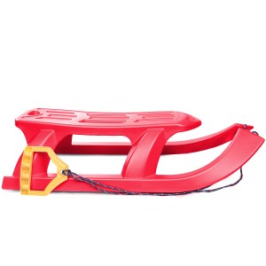 Roter Kinderschlitten/Rennrodel 'Arrow' mit Metallkufen und Zugseil.