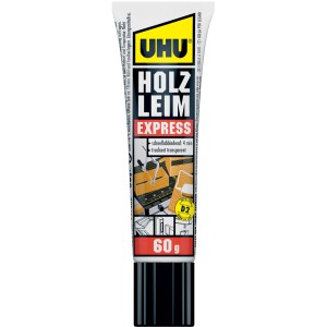 Uhu Holzleim Express 60g Tube: Schnell trocknender Kleber für Holz und Holzwerkstoffe.