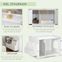 PawHut Katzenschrank für Katzentoilette, weiß, mit Stauraum und verstellbarer Trennwand.