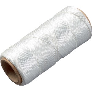 Weiße Vielzweckschnur aus Kunstfaser auf Spule, 50 m lang.