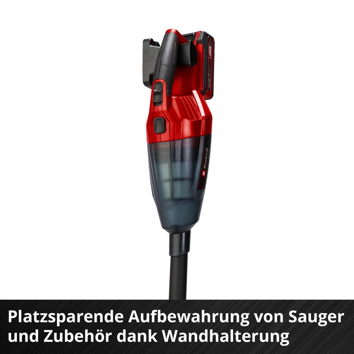 Einhell Akku-Handstaubsauger TE-VC 18 Li Solo mit Wandhalterung, rot/schwarz.