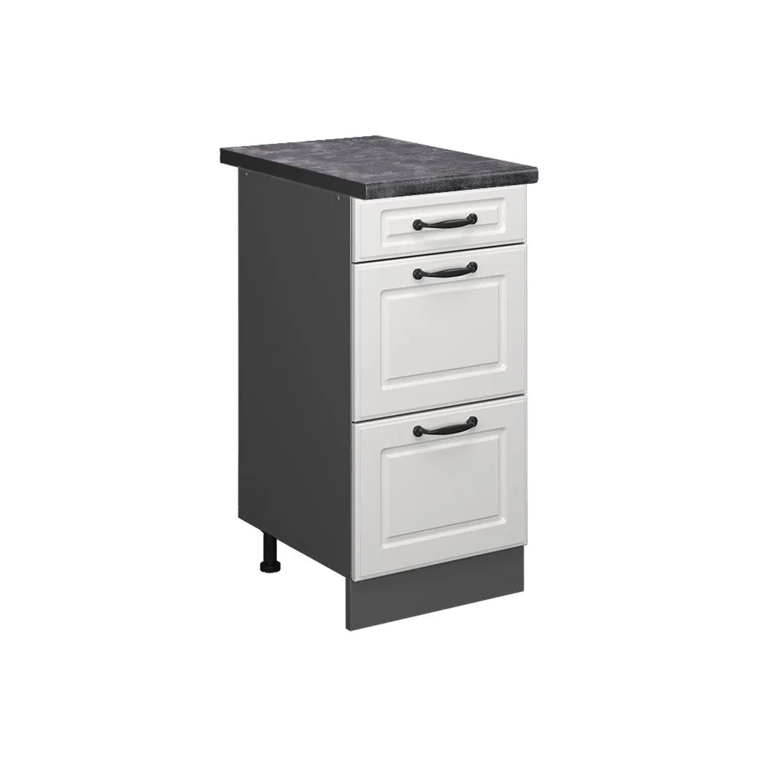 Vicco Küchenunterschrank R-Line Weiß Landhaus Anthrazit 40 cm mit Schubladen AP Anthrazit