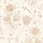 Creme-orange Vliestapete mit Wildblumen-Motiv im Landhausstil für Wohn- und Schlafzimmer.