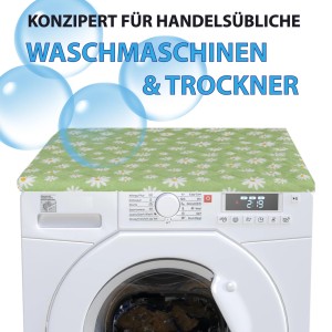 Waschmaschinenbezug Daisy Grün 60x60cm auf Waschmaschine, Schutz vor Kratzern und Schmutz.