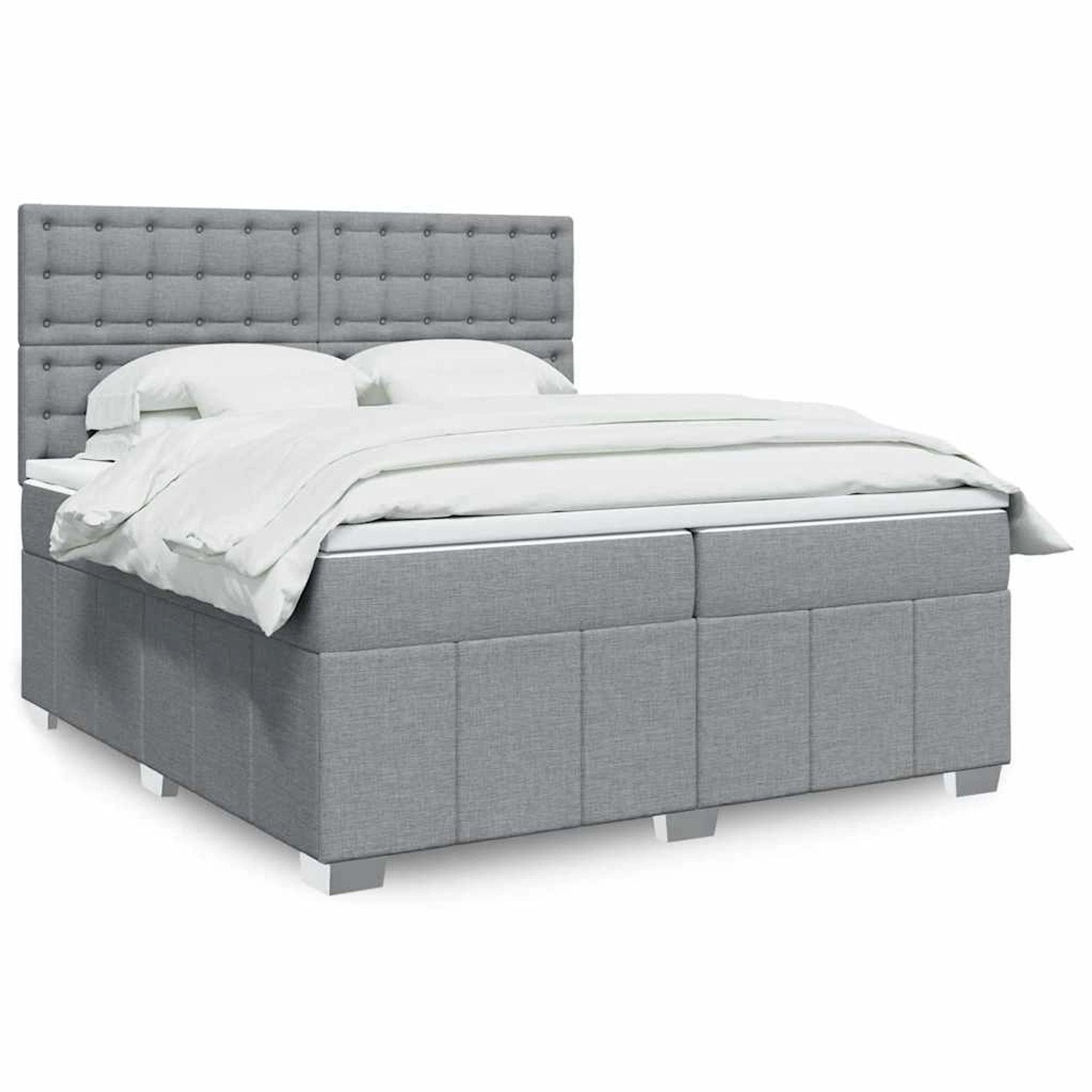 vidaXL Boxspringbett mit Matratze Hellgrau 200x200 cm Stoff 3294089 günstig online kaufen