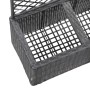 Detailaufnahme des schwarzen DELUKE Rankkasten Pflanzgefäß aus Rattan mit 2 Töpfen und Rankgitter.