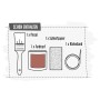 CREATE! by OBI DIY Farb-Set Lachsrosa: Pinsel, Farbtopf, Schleifpapier und Klebeband.