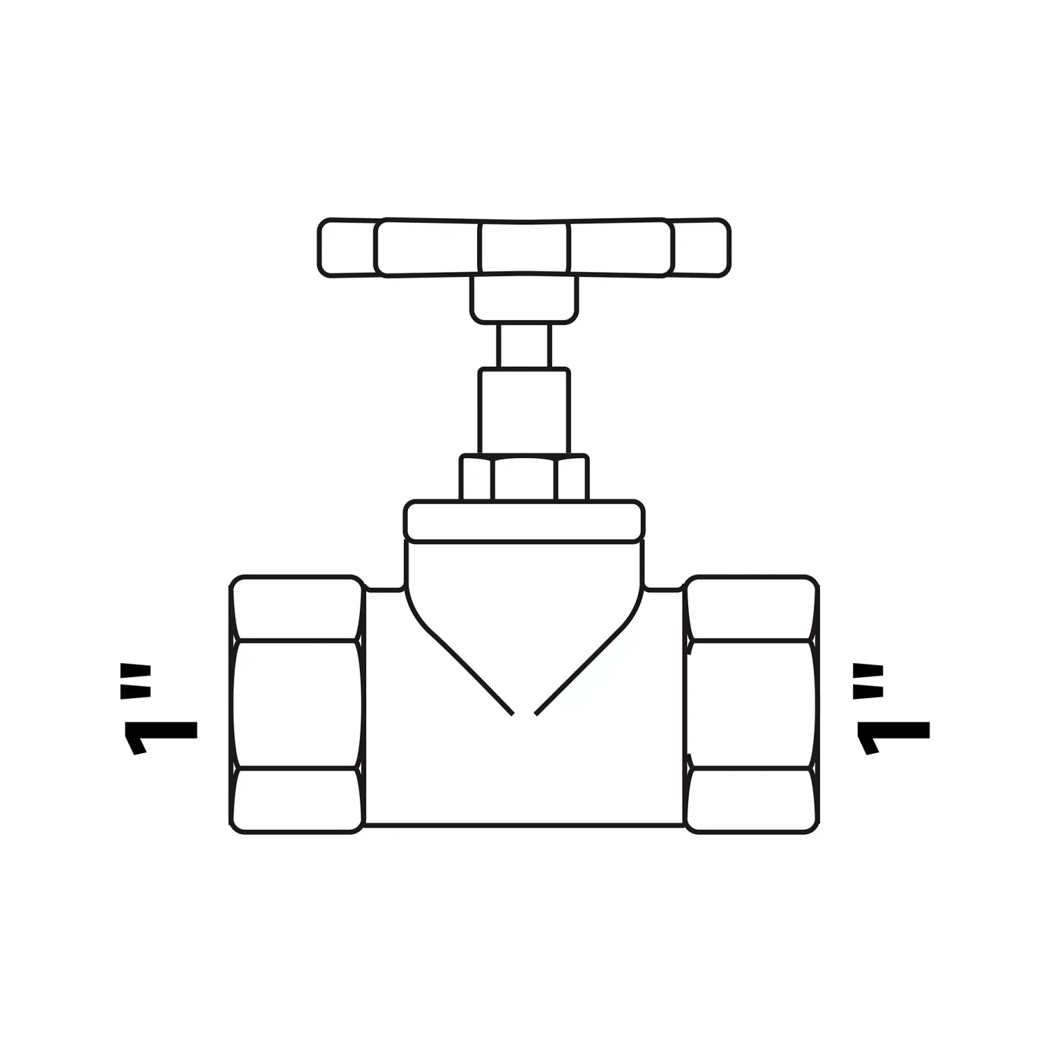 Kirchhoff Durchgangsventil ohne Entleerung, 30,3 mm (1IG) als schematische Darstellung.