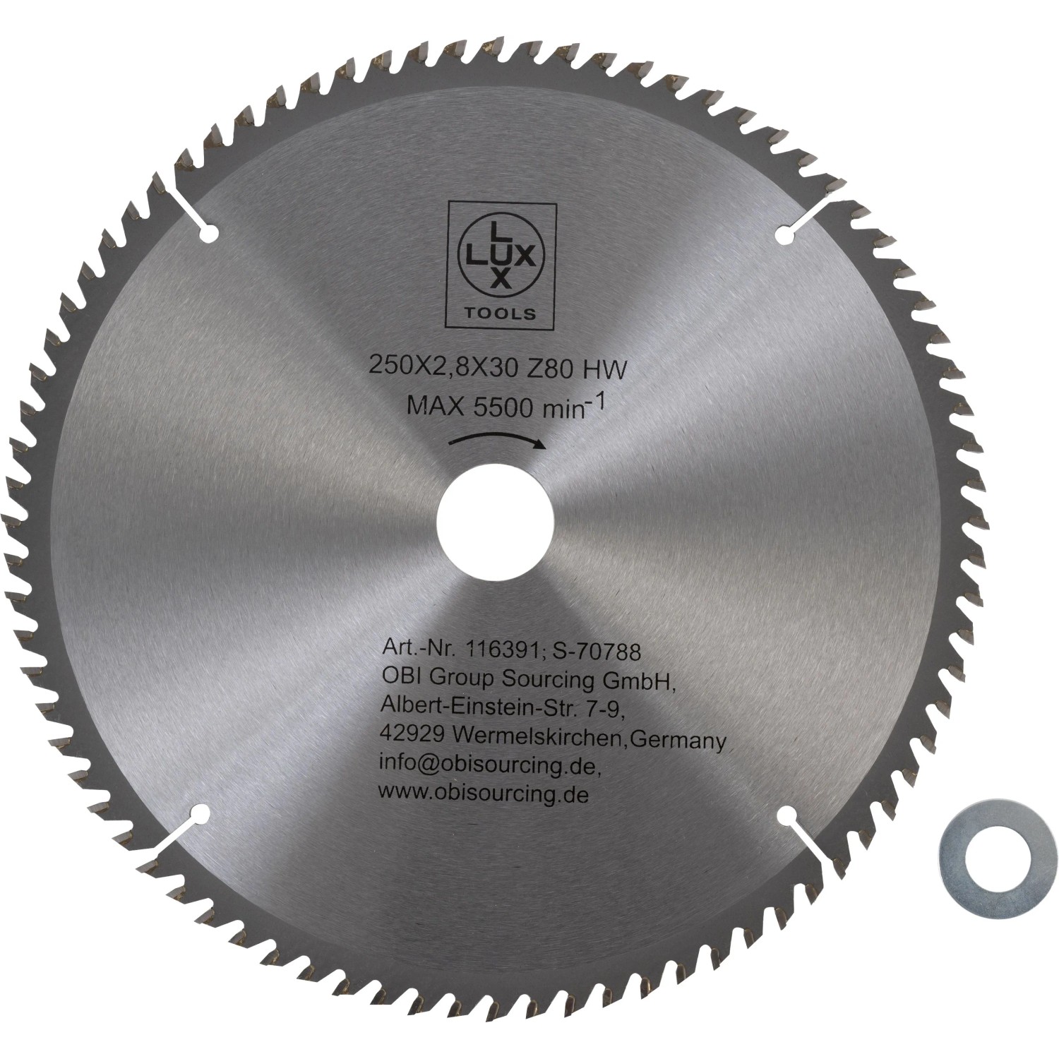 LUX-TOOLS HM-Kreissägeblatt 250 mm x 30 mm 80 Z