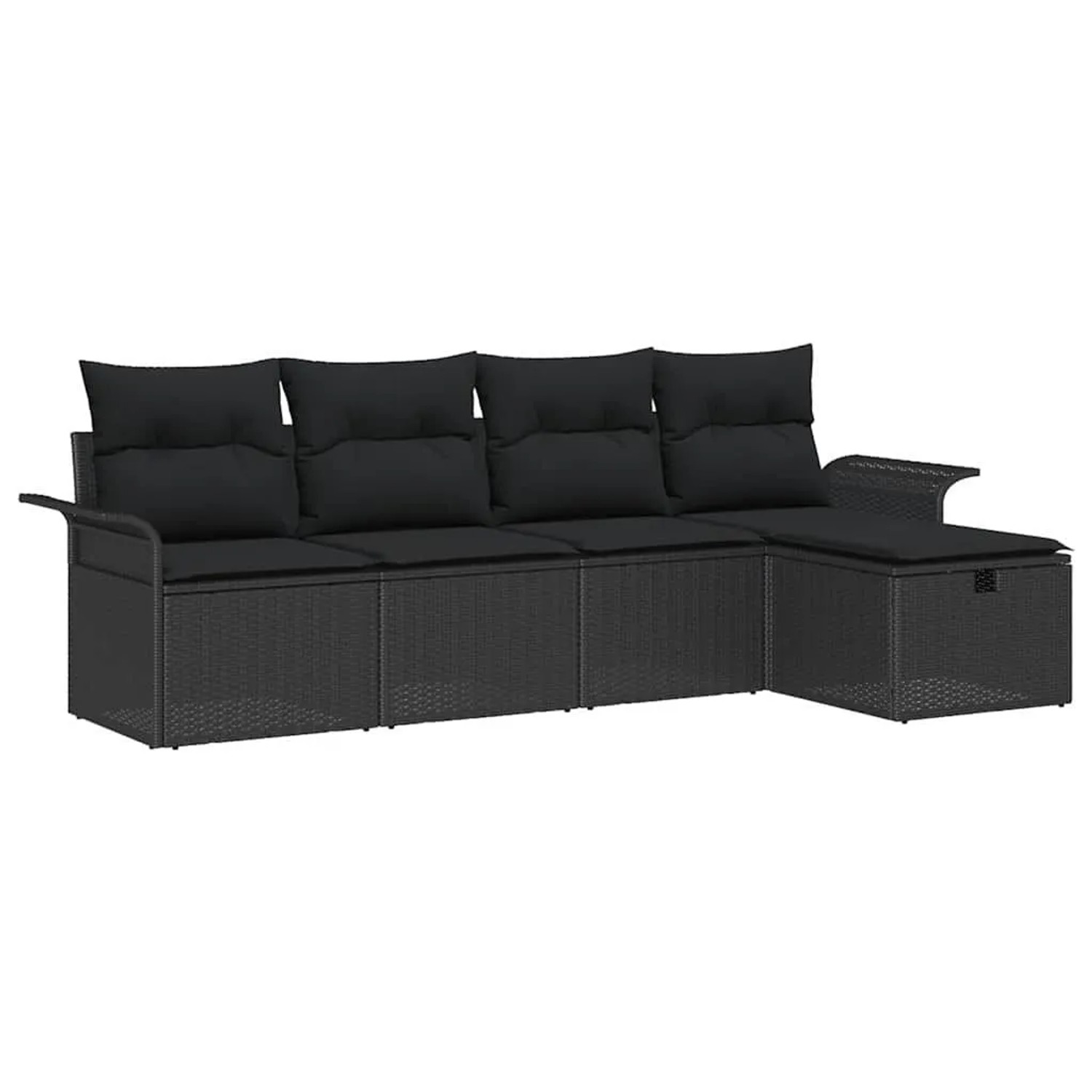 vidaXL Gartensofa-Set mit Kissen 5 Stk Schwarz Poly-Rattan 3358862