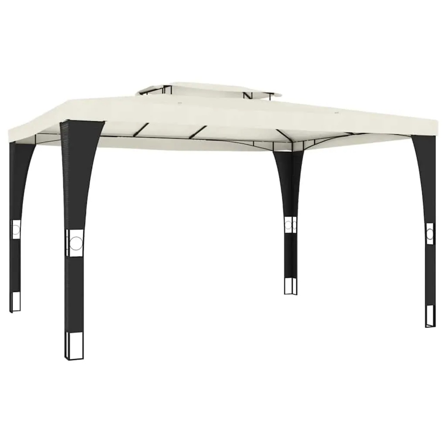 vidaXL Pavillon mit Doppeldach Creme 3,98x2,98 m Stahl 368442