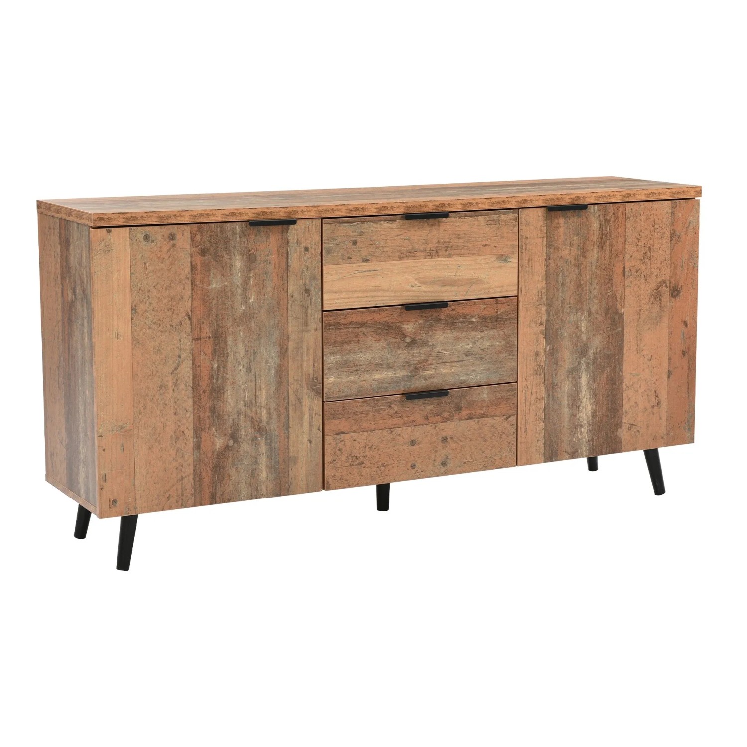 Okwish Sideboard Mit Verstellbaren Regalen Stauraum Wohnzimmer 140x35x70cm Braun
