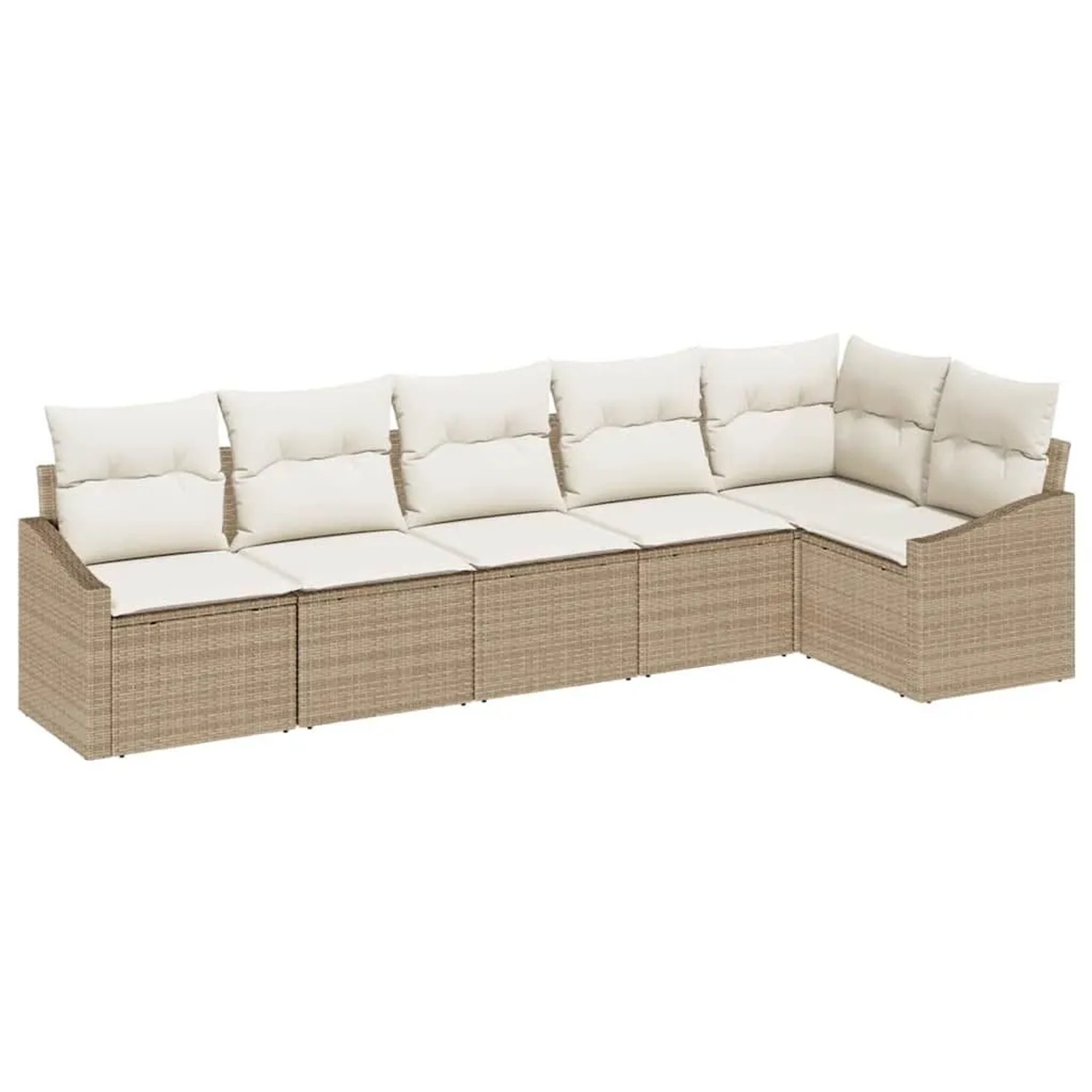vidaXL Gartensofa-set mit Kissen 6-Tlg Beige und Weiß Poly-Rattan 3355410 günstig online kaufen