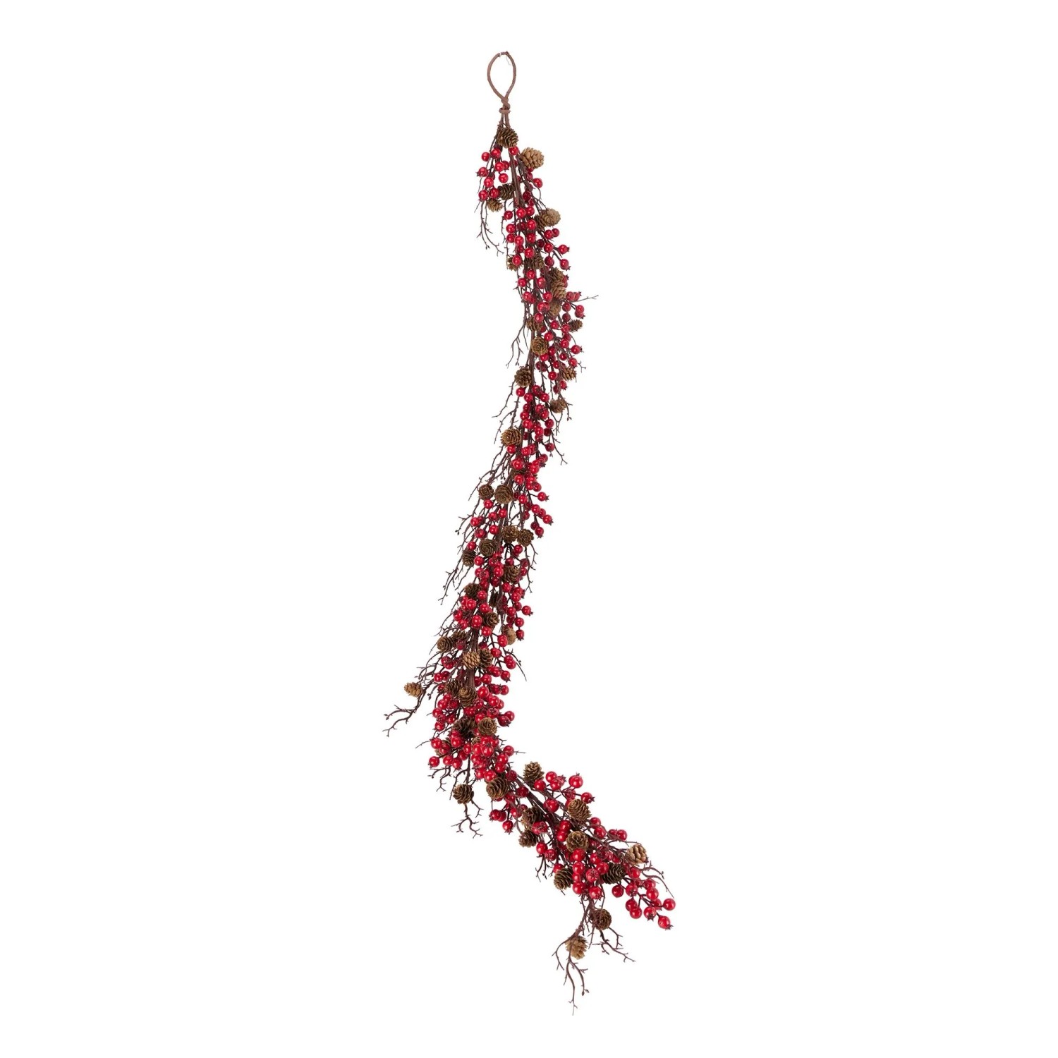 Weihnachtsgirlande mit Beeren und Tannenzapfen 180 cm Rot