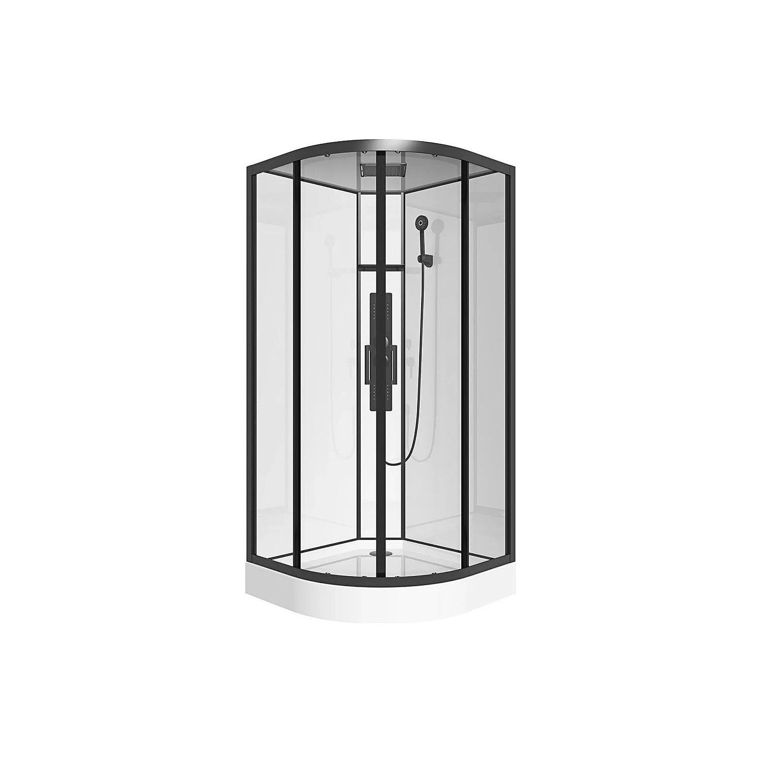 Vente-unique Duschkabine Solena Schwarz  Weiß 90 cm
