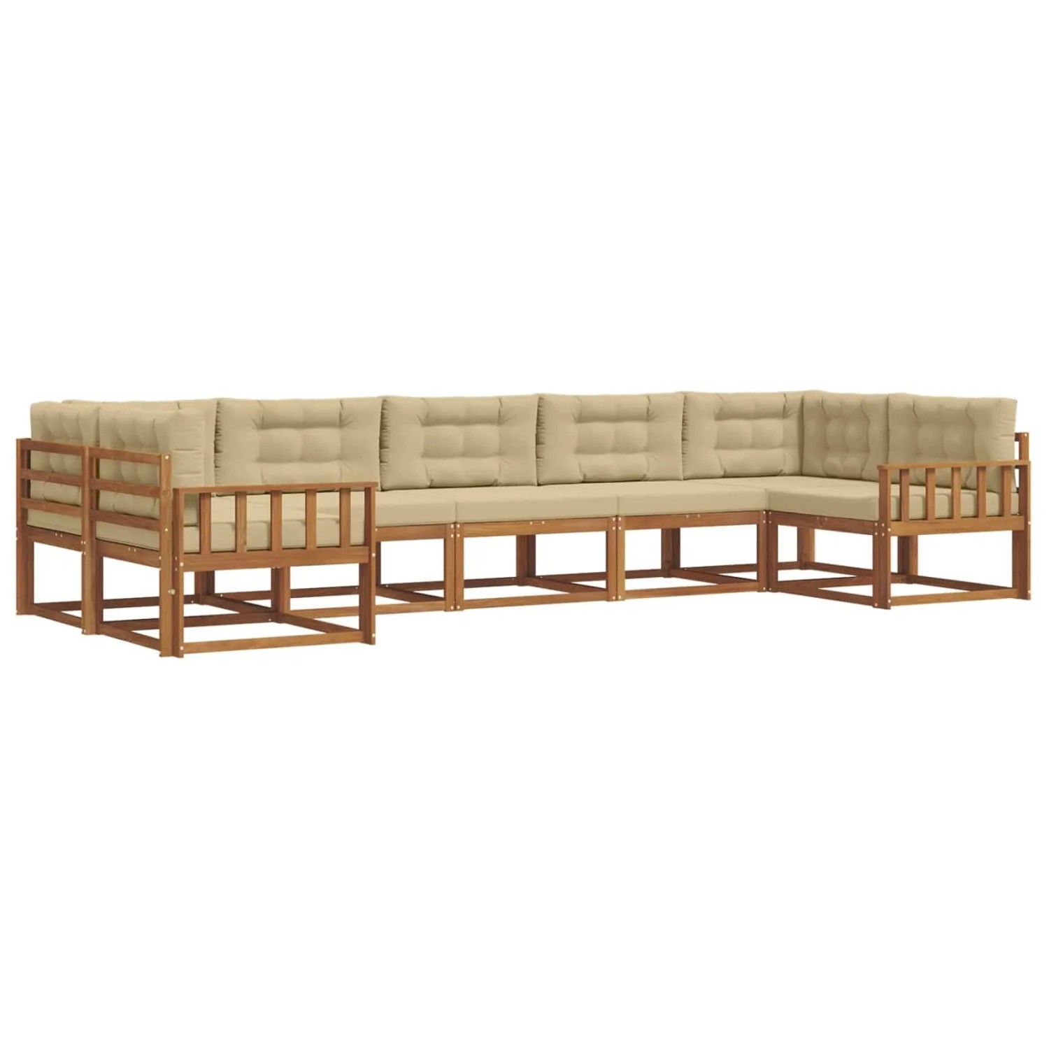 vidaXL Outdoor-Sofagarnitur mit Kissen 7-Tlg Natur und Beige 3368101
